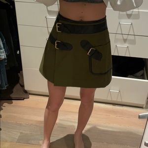 DEREK LAM 10 CROSBY Army green wrap skirt